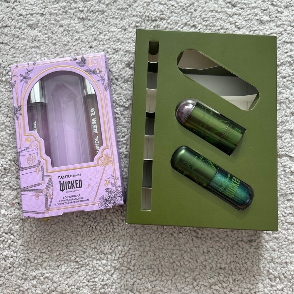 R.e.m Beauty x wicked BUNDLE so popular lip fragrance set AND elphaba makeup set
